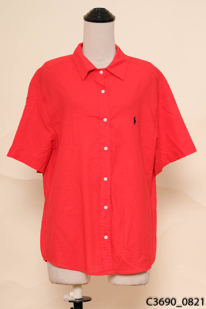 Áo linen đỏ thêu hình