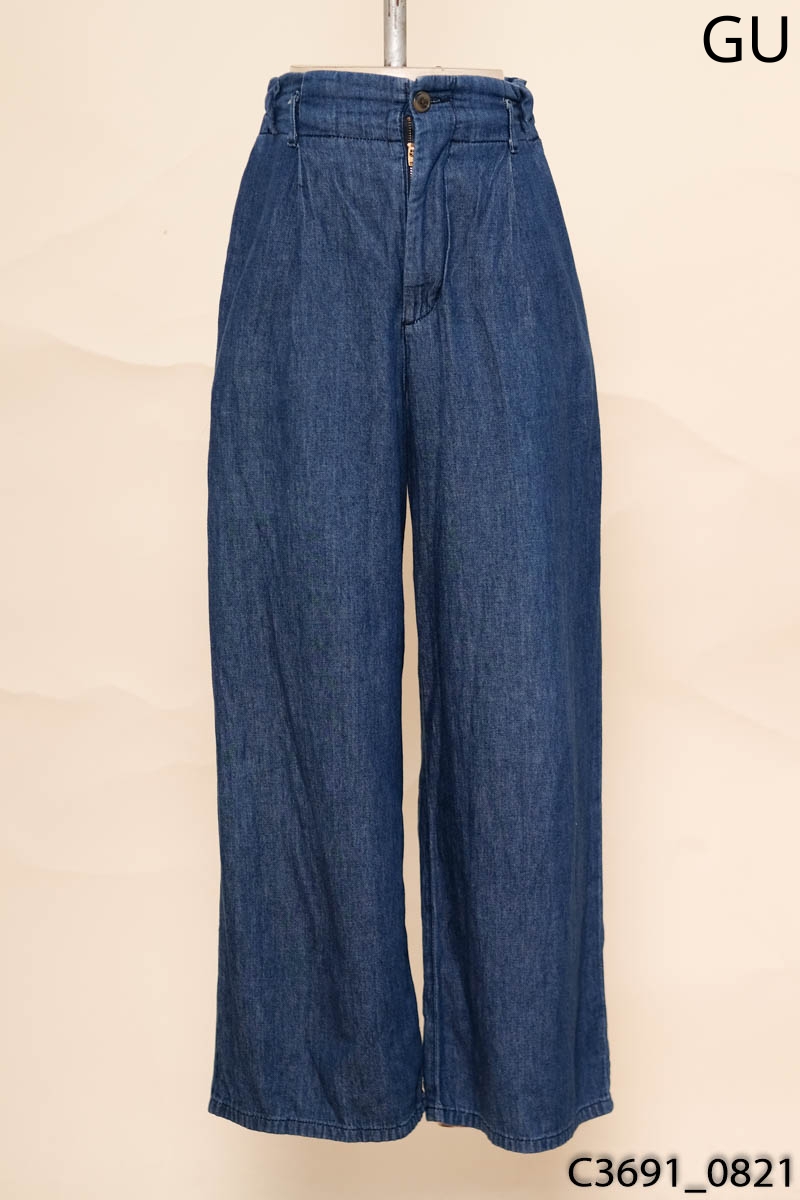 Quần jeans xanh ống rộng GU