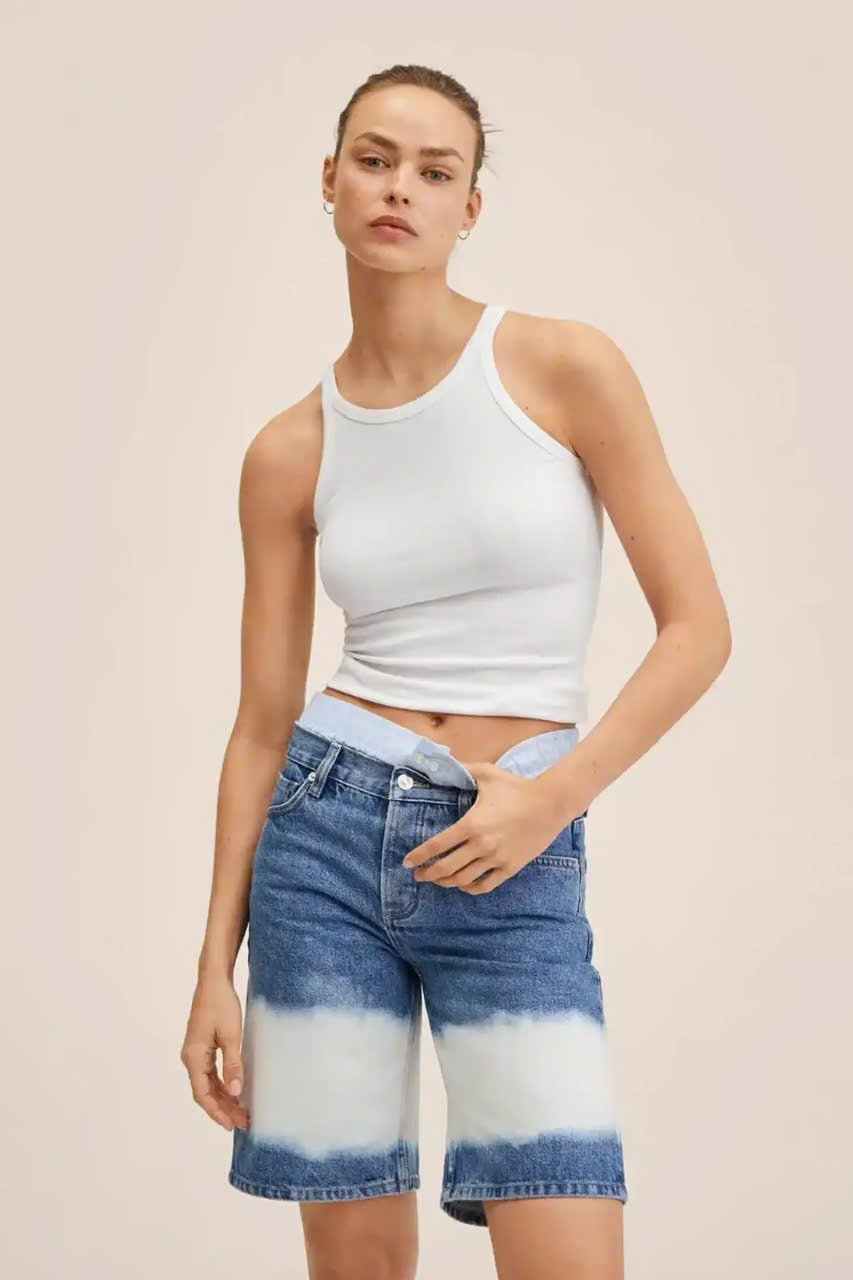 Quần shorts jean xanh loang mango