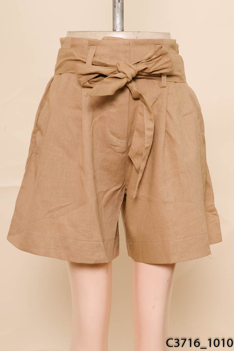 Quần shorts linen nâu nhạt New Tags
