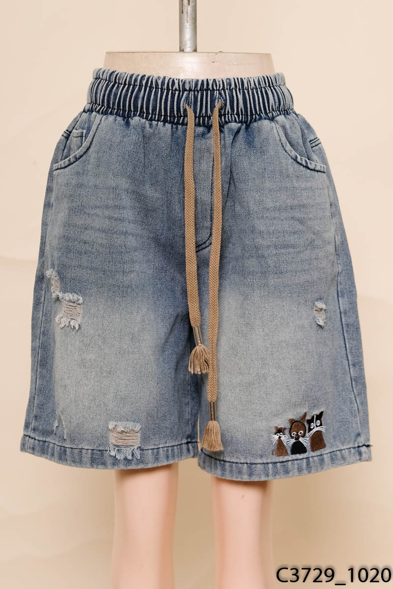 Quần shorts jean xanh