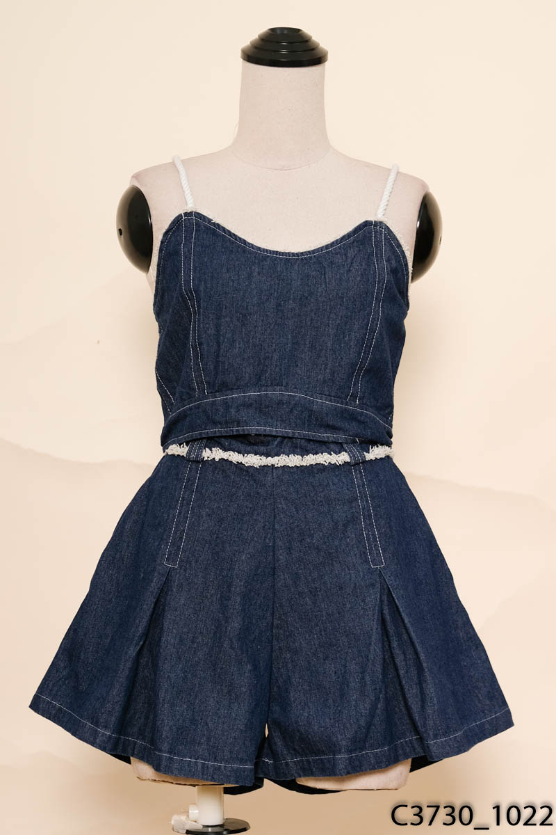Set áo 2 dây jean xanh + quần shorts