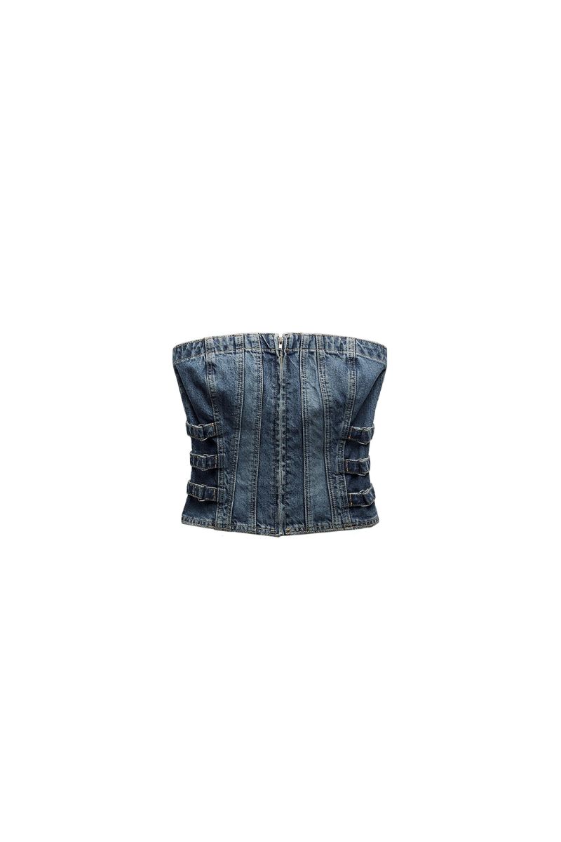 Áo quây ngực jean xanh Zara
