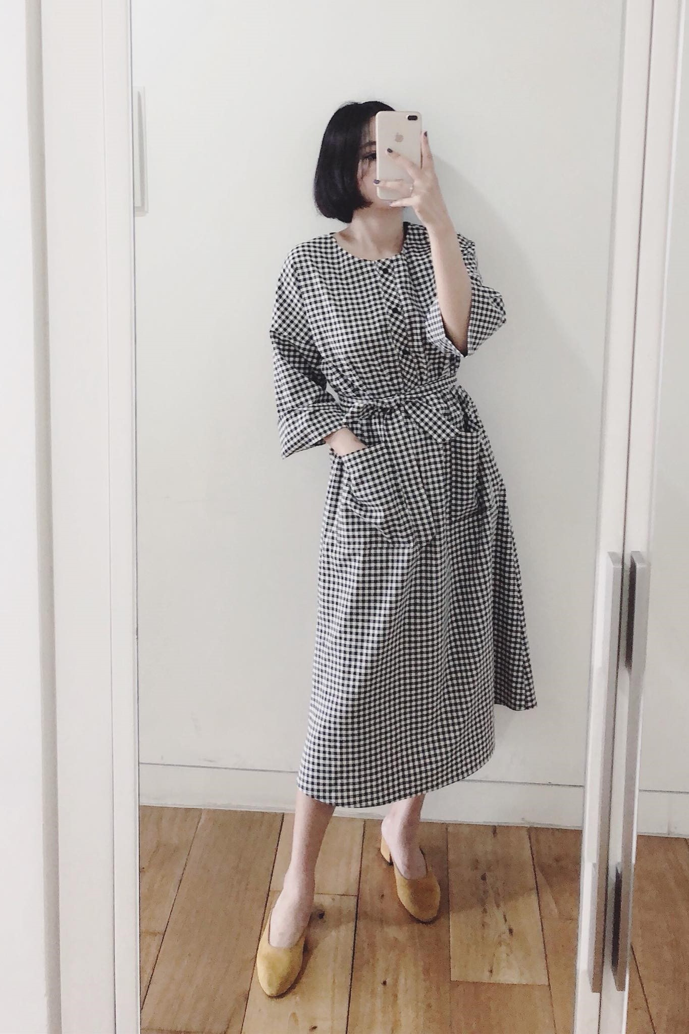 BASIC BY LIIN-Đầm caro đen trắng