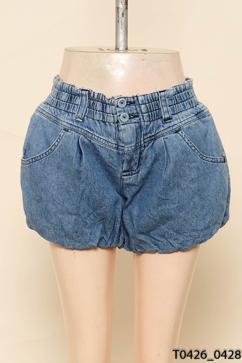 RCS-Quần short jean xanh dáng bí