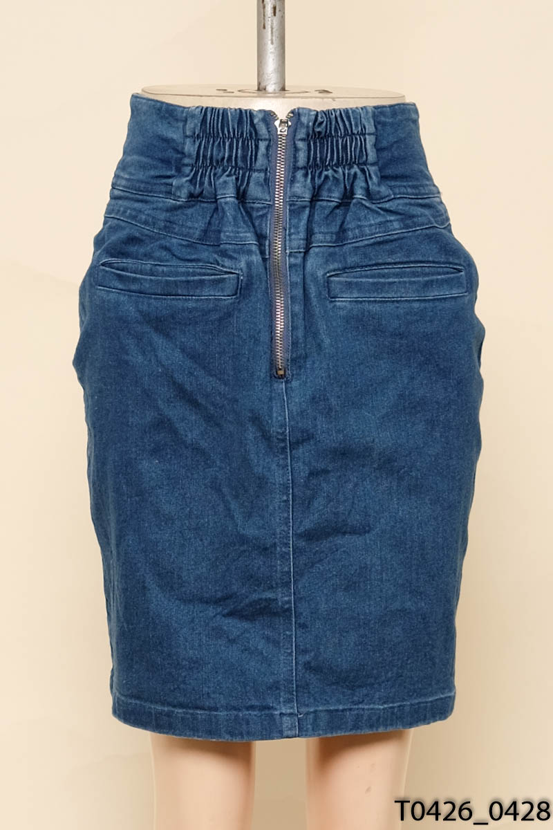 Chân váy jean xanh phối dây