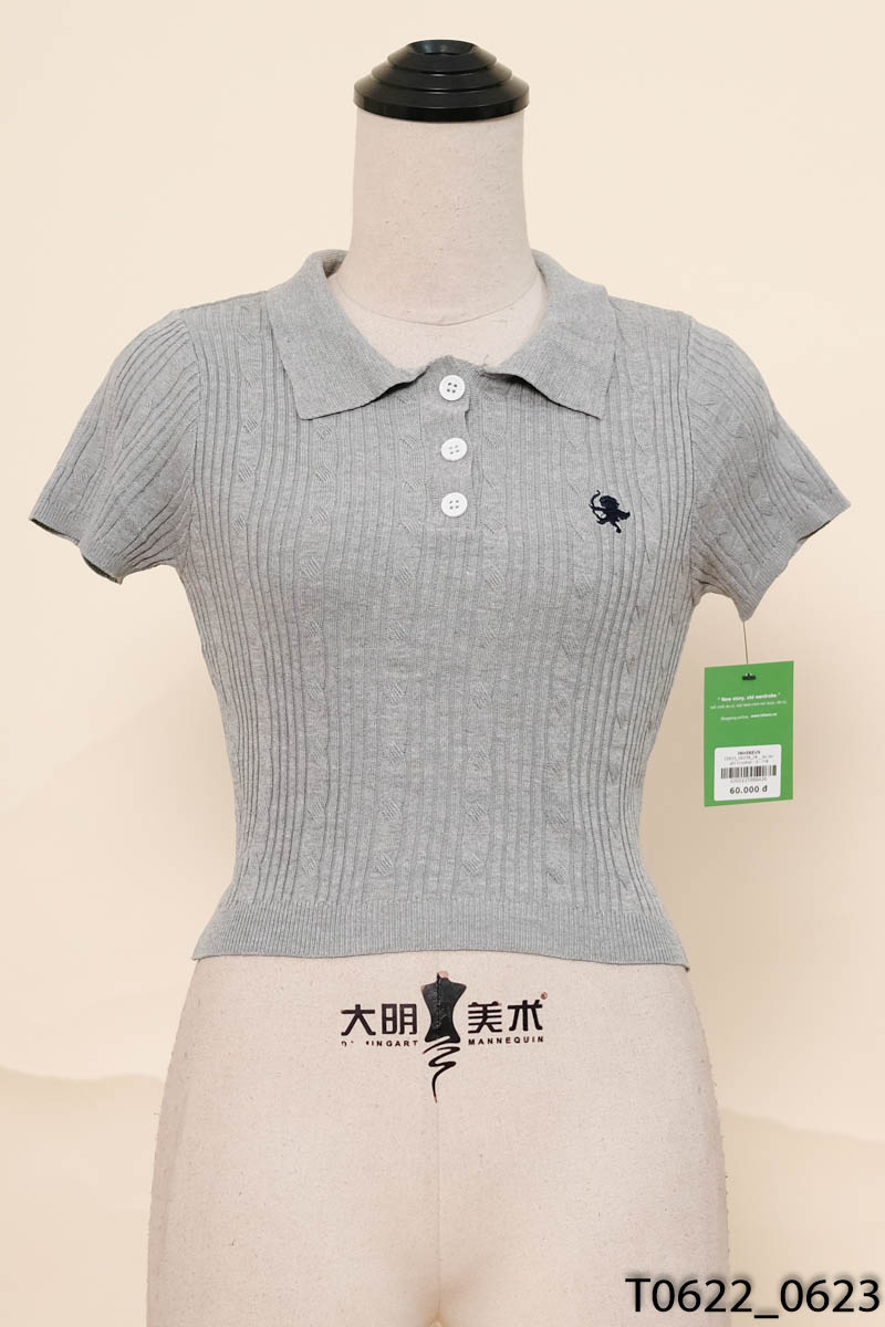 Áo len ghi croptop