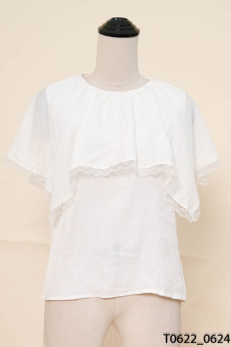 HELEN LUXURY- Áo đũi lụa trắng viền ren