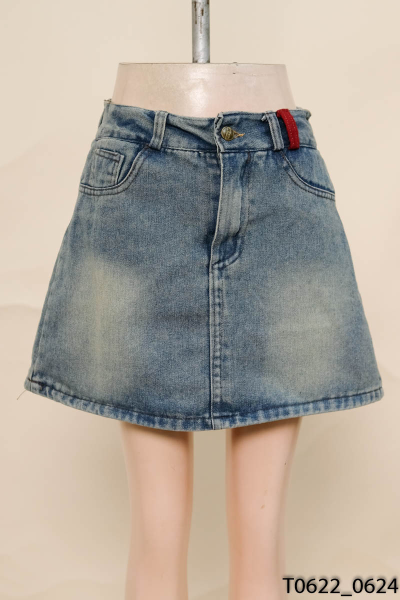 Chân váy jeans xanh mài