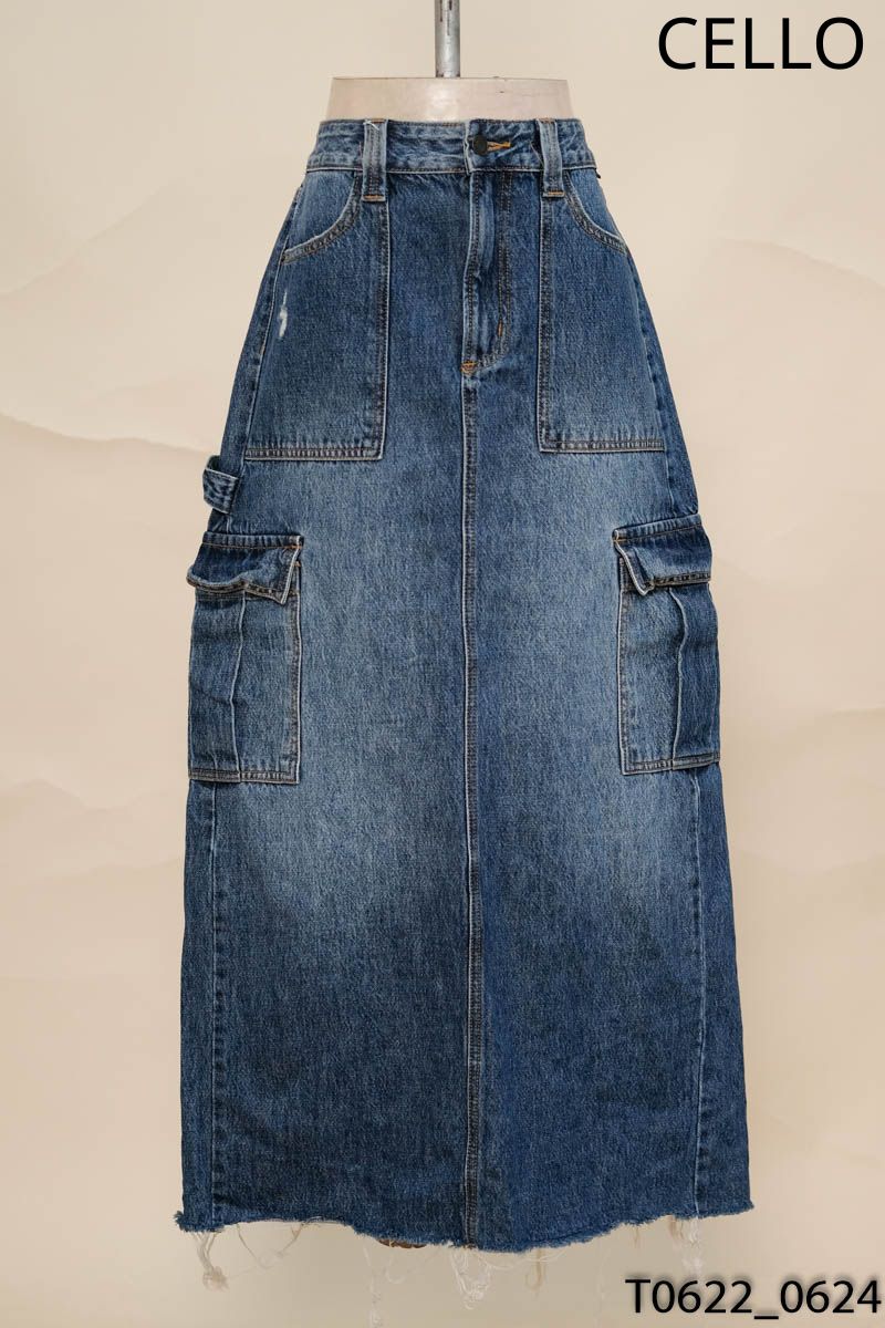 CELLO- Chân váy jeans xanh túi hộp