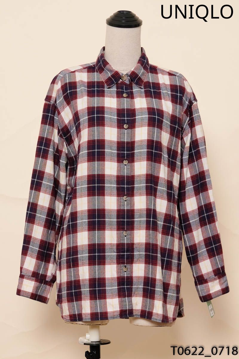 Áo sơ mi kẻ đỏ xanh Uniqlo
