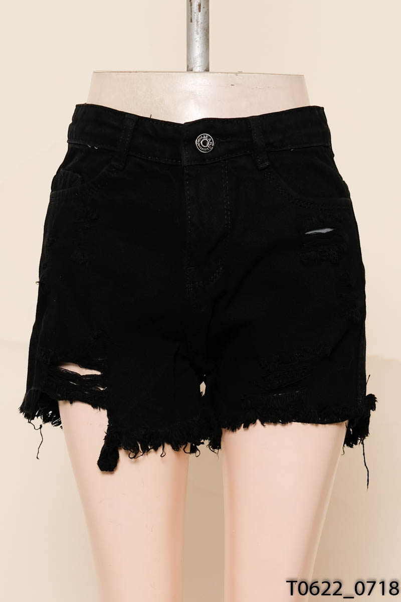 Quần shorts jean đen rách