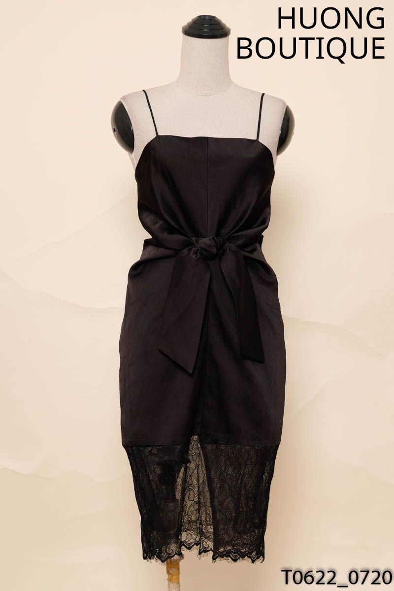Đầm 2 dây đen phối lưới ren Huong Boutique