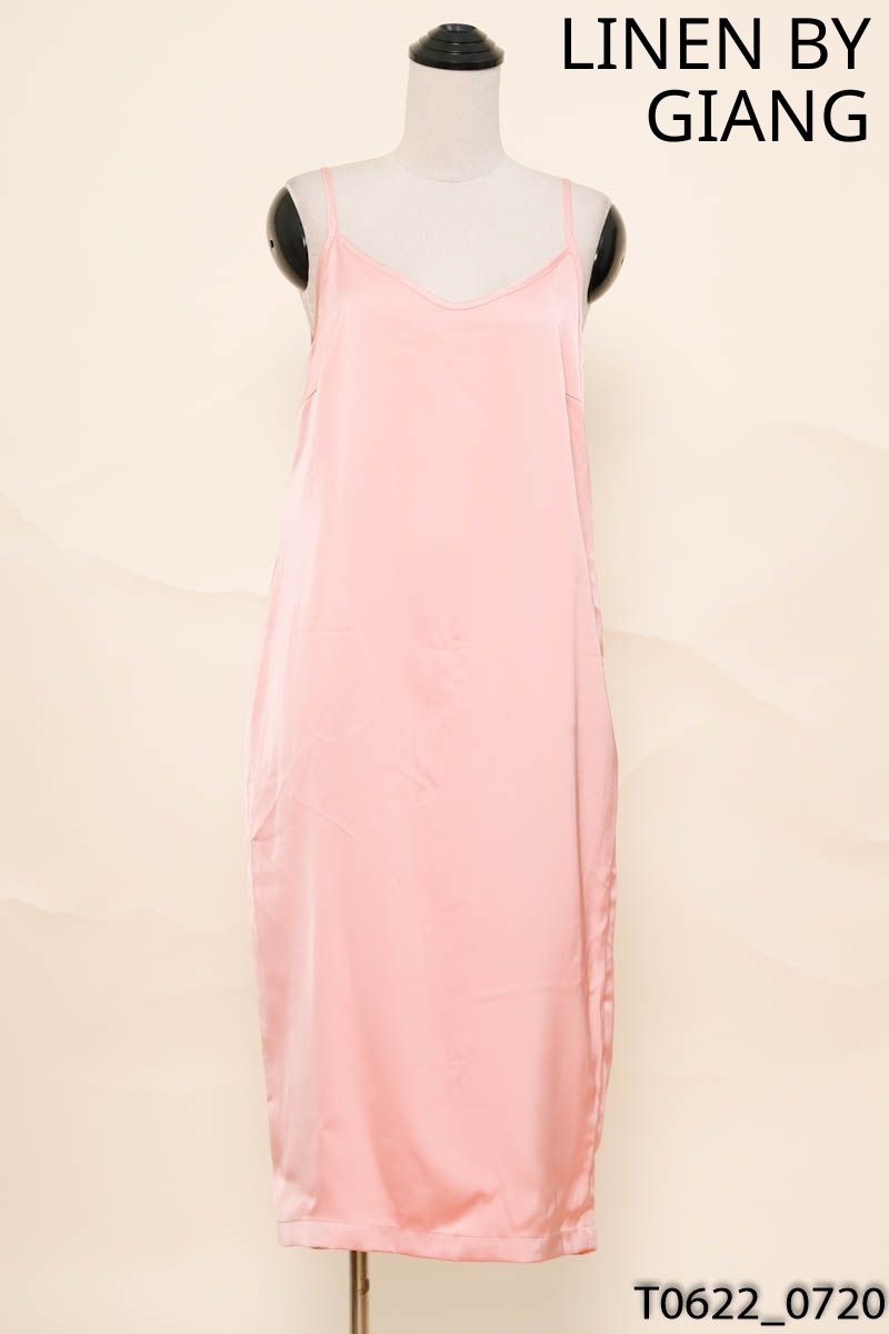 LINEN BY GIANG - Đầm 2 dây hồng suông