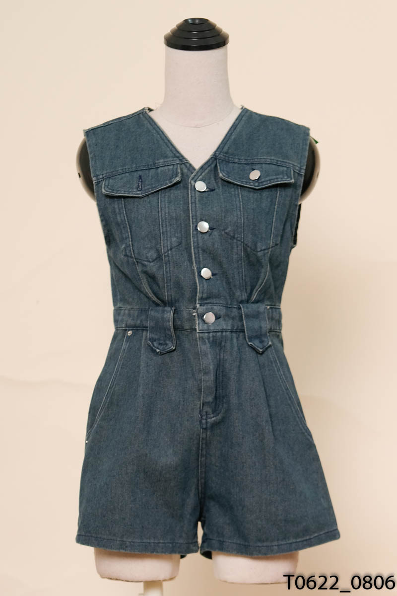 Jumpsuits jean xanh sát nách