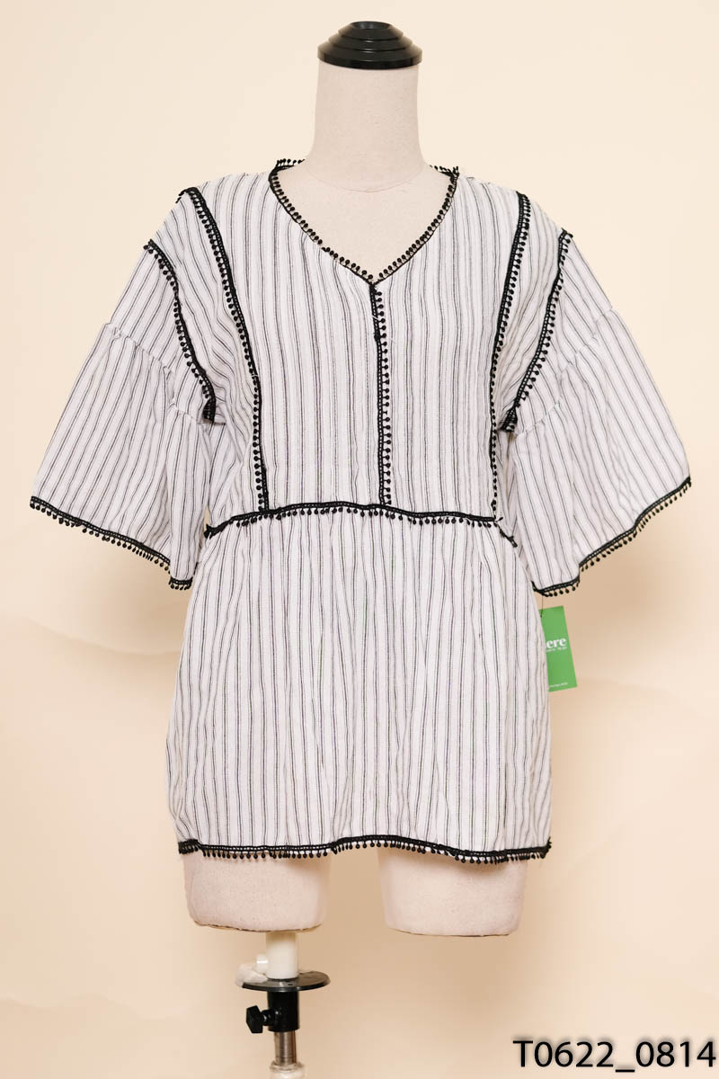 Áo kẻ đen trắng form rộng New Tags