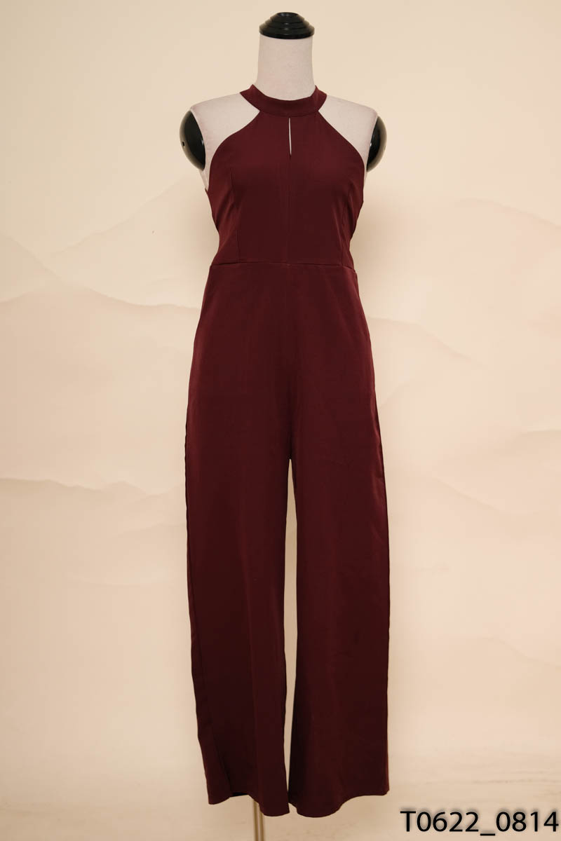 Jumpsuits hồng tím cổ yếm