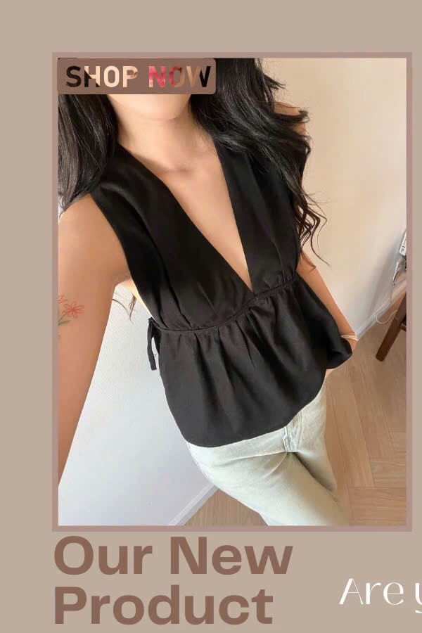 Áo linen đen cổ yếm