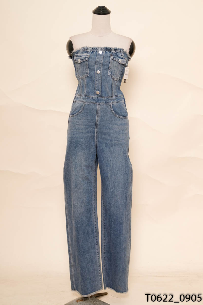 Jumpsuits quây ngực jean xanh New Tags