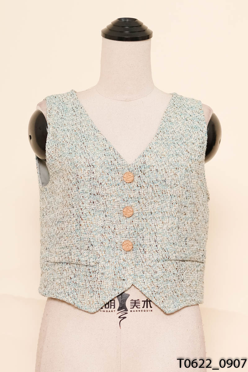 Áo dạ tweed xanh sát nách