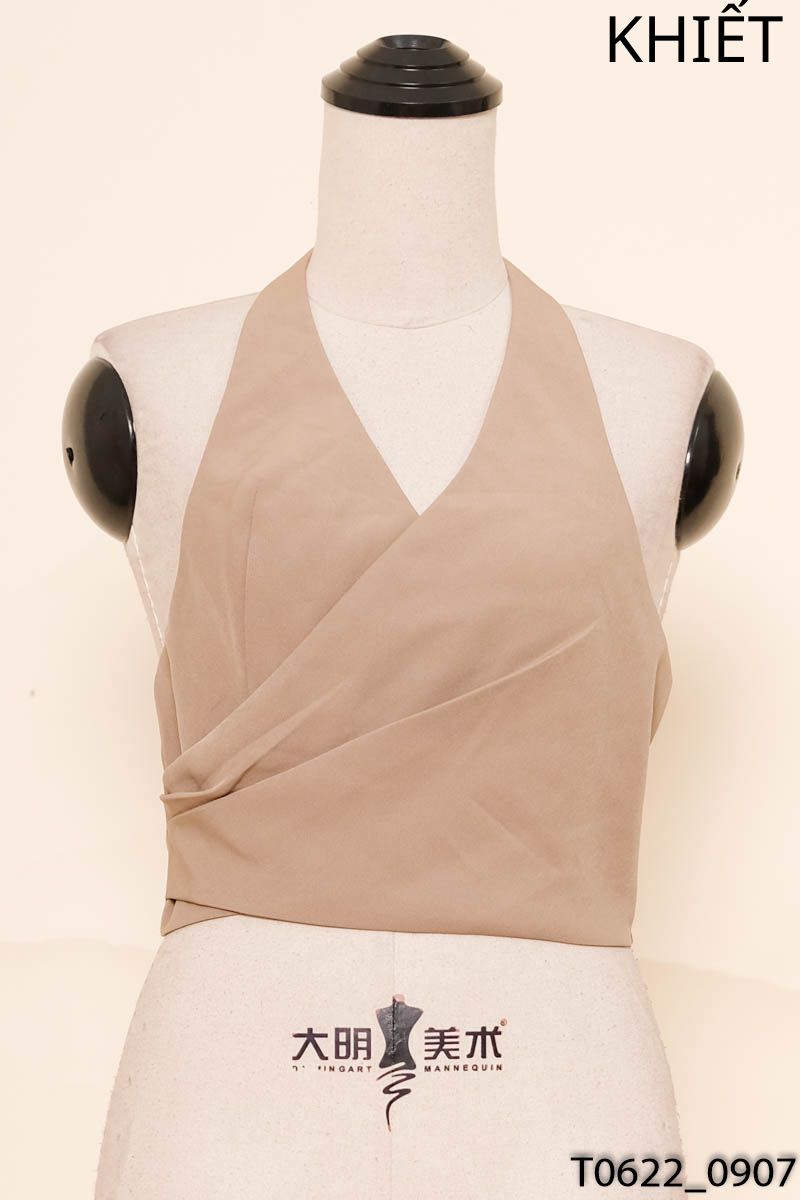 KHIẾT - Áo cổ yếm nâu New Tags