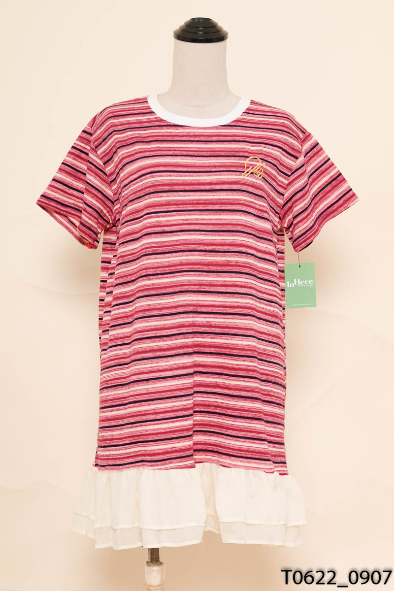 Đầm hồng kẻ New Tags