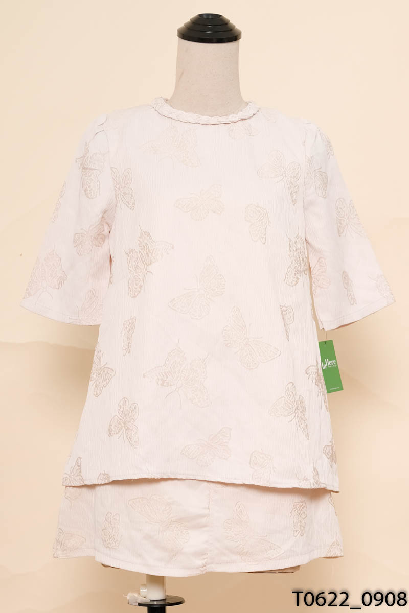 Set áo be họa tiết + chân váy
