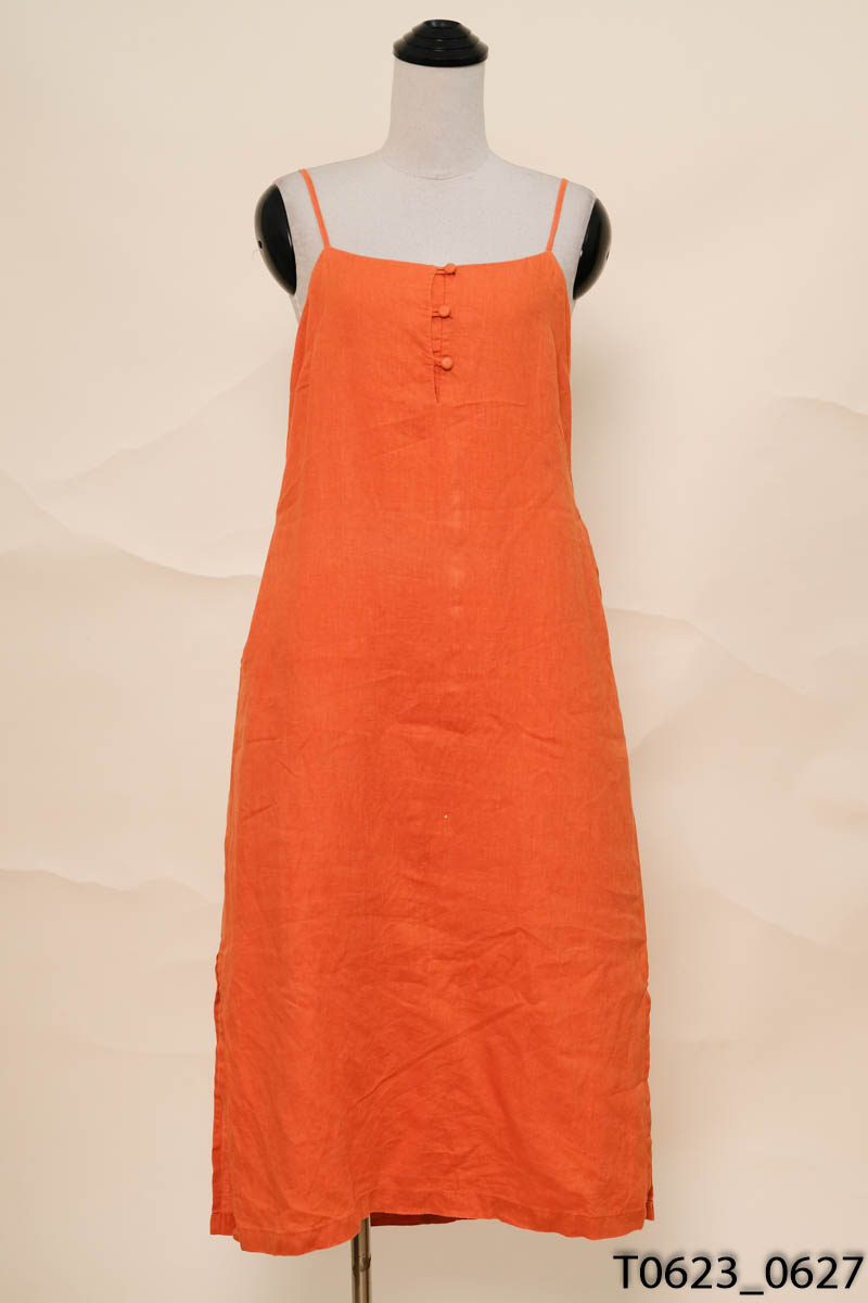 HUONG'S LINEN STORE-Đầm linen cam