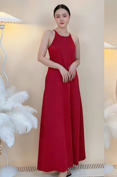 CEBA BOUTIQUE-Đầm 2 dây lụa đỏ