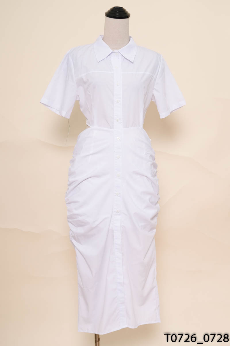 Đầm sơ mi trắng hở lưng New Tags