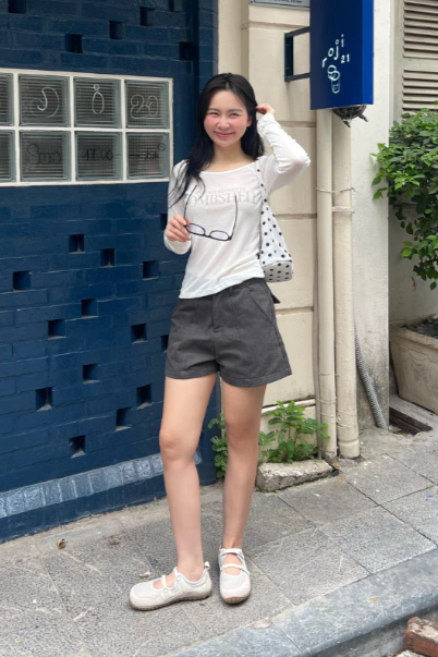 MEISY.STUDIO- Quần short naly jeans xám