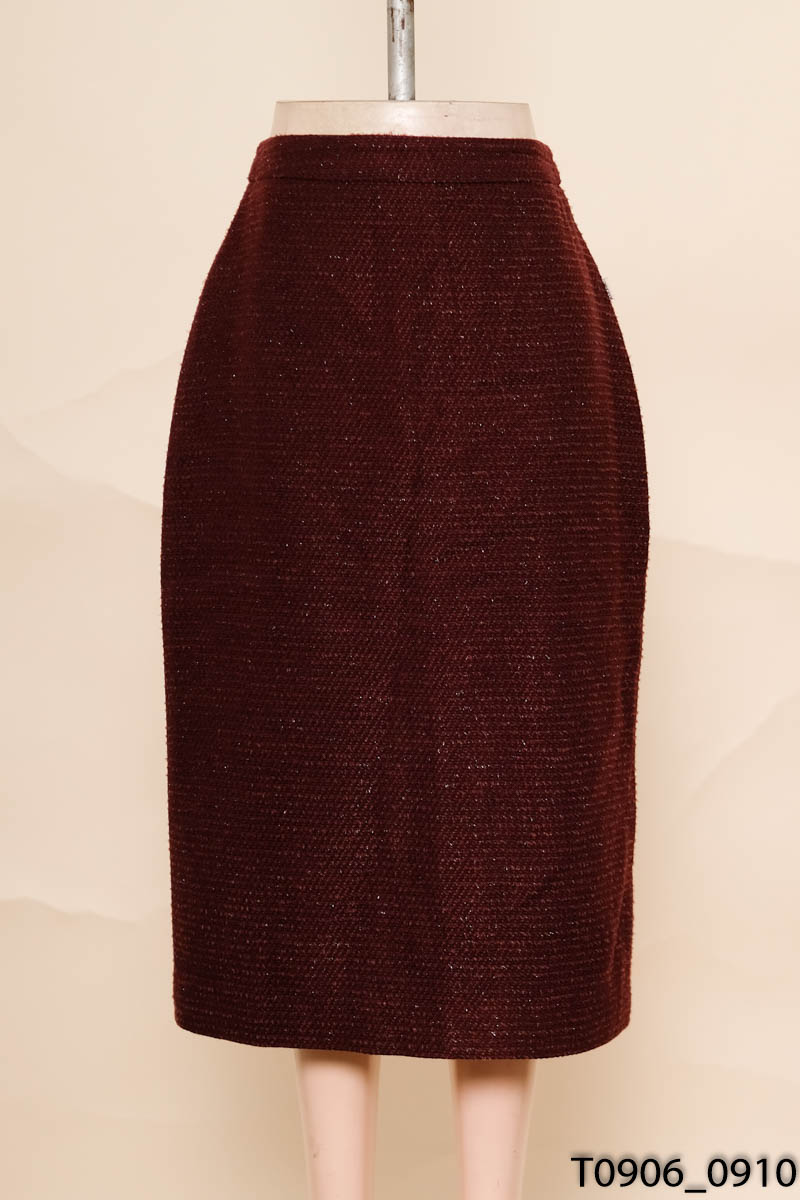 Chân váy dạ tweed đỏ D.Chic