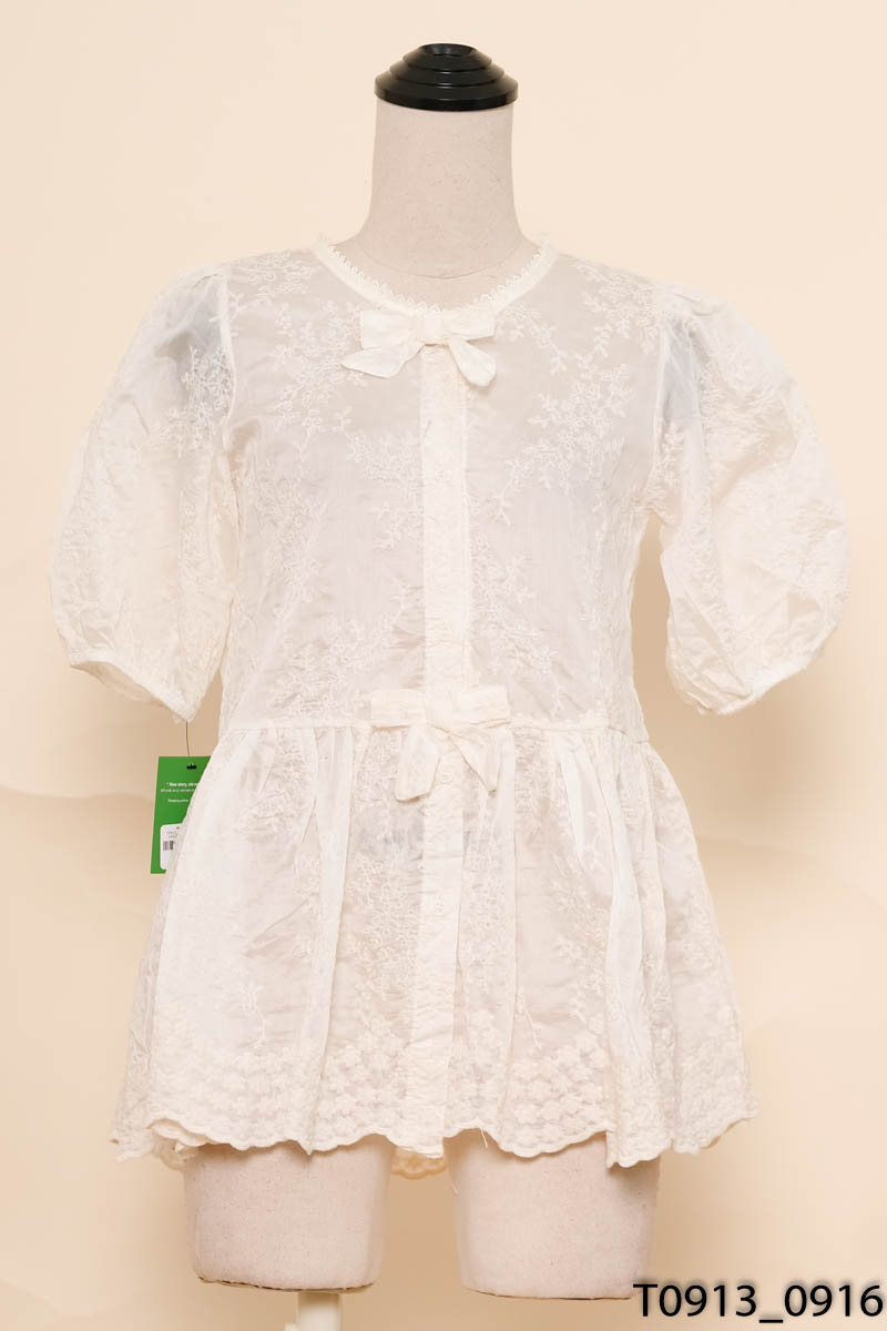 MINJI DESIGN BY H2 - Áo be họa tiết hoa thêu
