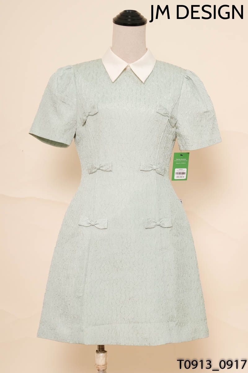 Đầm xanh mint cổ be JM Design