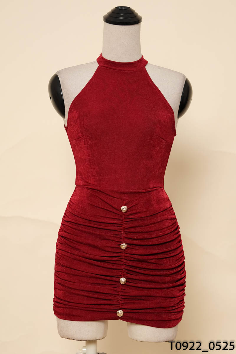 MINH AN DESIGN - Đầm đỏ cổ yếm