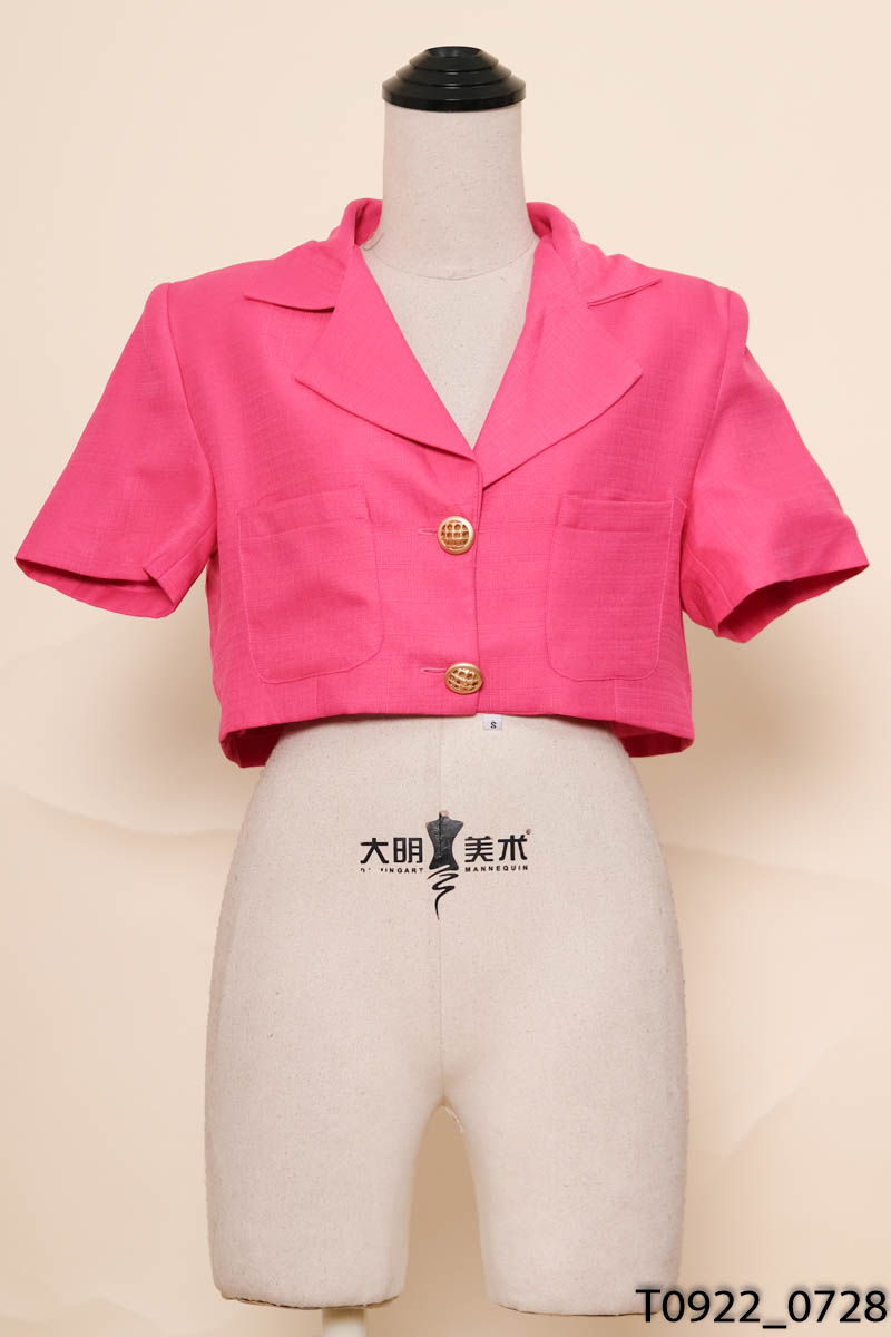 Áo hồng cổ vest