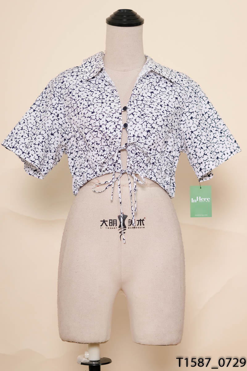 Áo trắng họa tiết bo chun libe