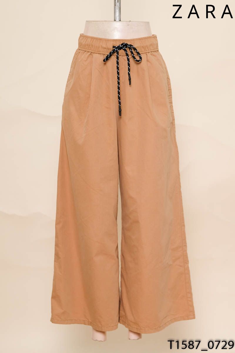 Quần nâu be ống rộng Zara