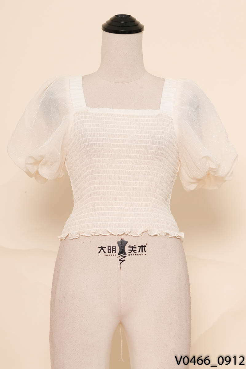 Áo be cổ vuông nhún chun elise