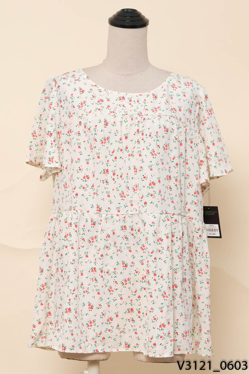 Áo babydoll trắng hoa nhí