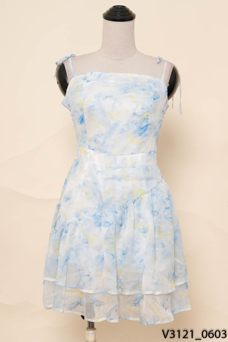 JULA DESIGN-Đầm 2 dây xanh vàng