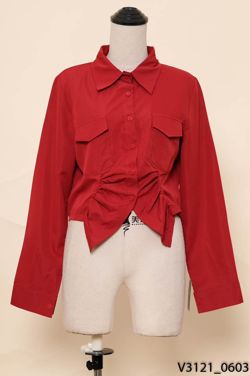 Áo sơ mi đỏ croptop New Tags