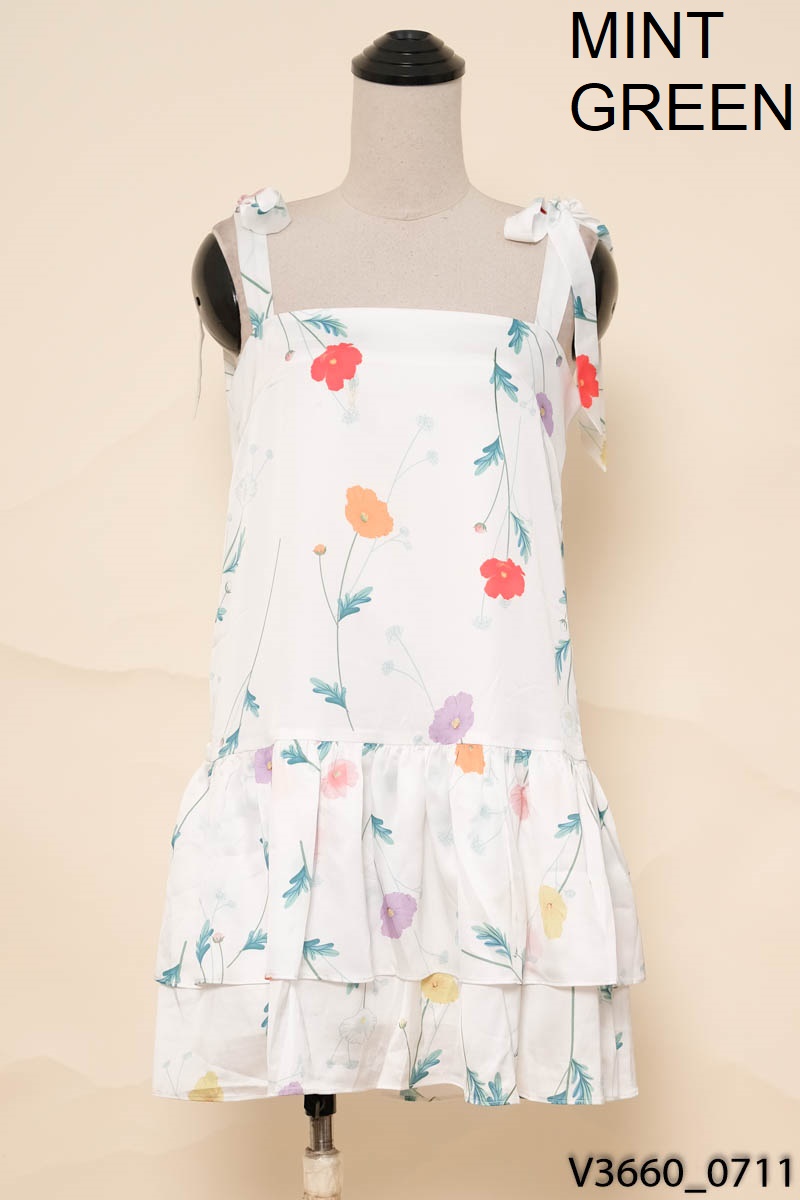 MINTGREEN - Đầm 2 trắng suông họa tiết New Tags