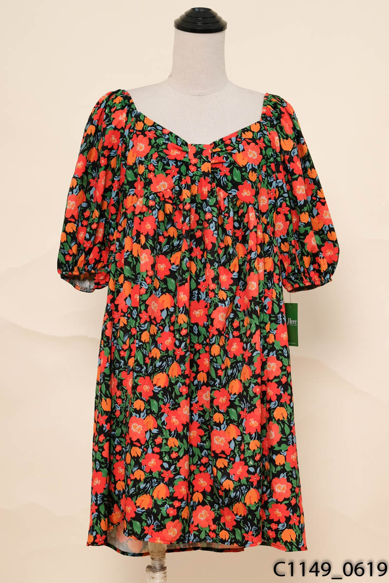 Đầm babydoll đen hoa