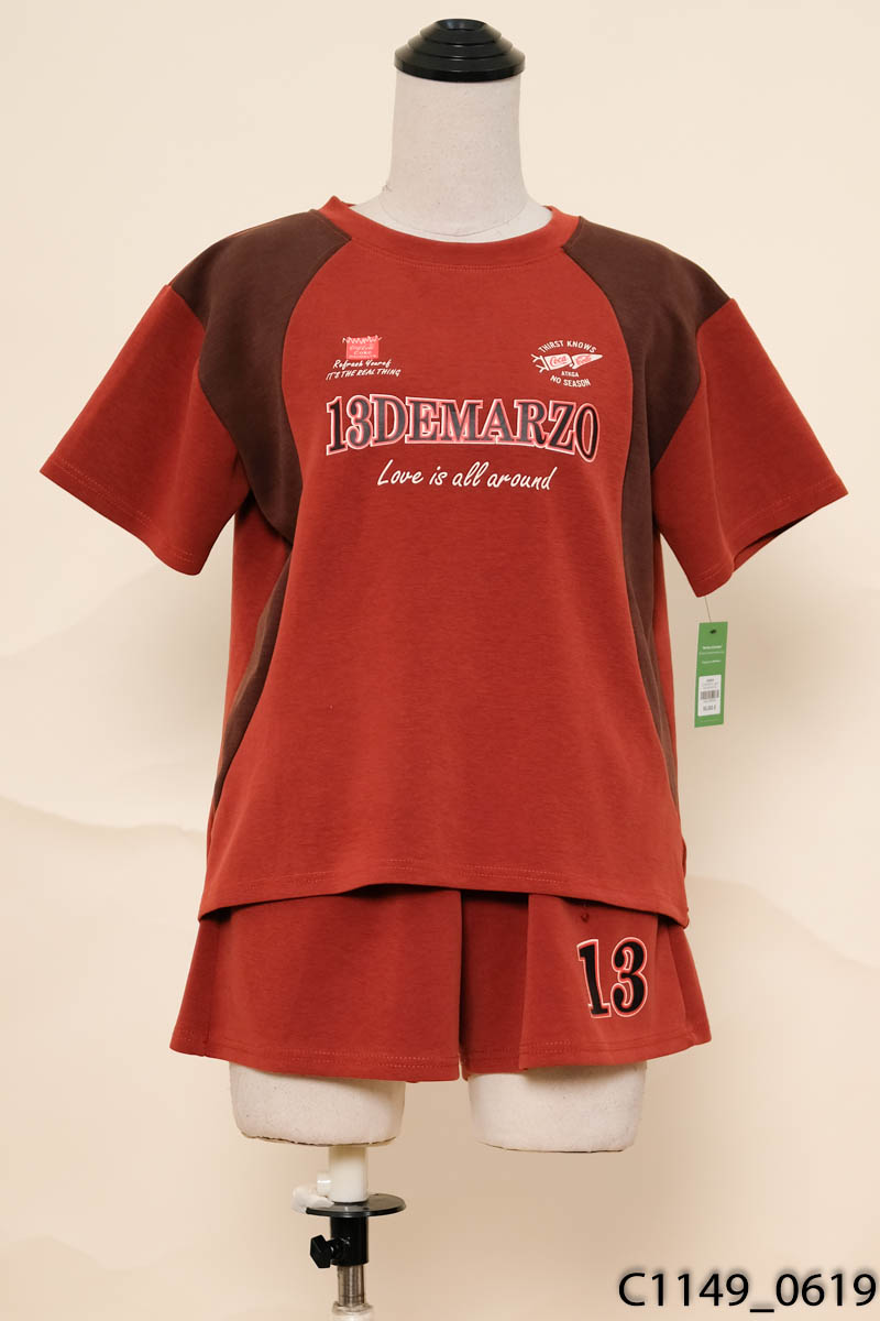 Set áo thun+quần short nâu đất