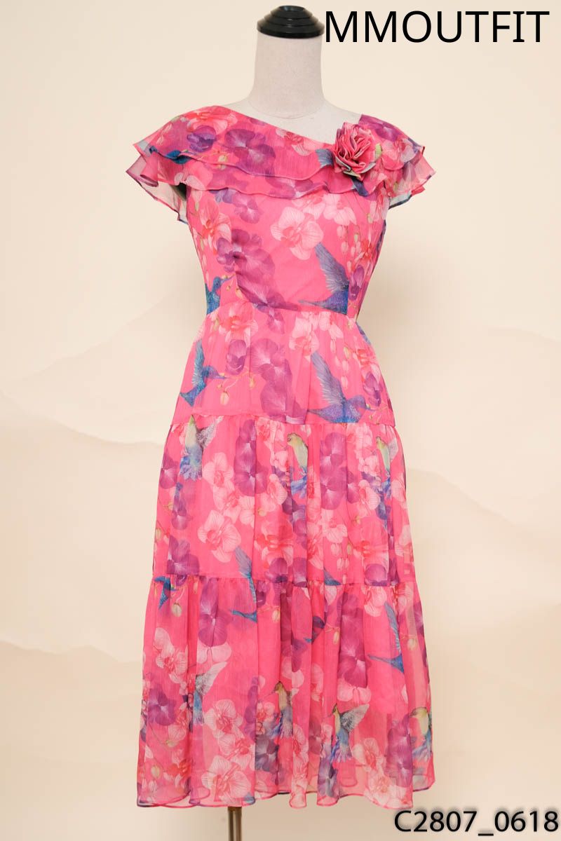 MMOUTFIT- Đầm voan hồng hoa New Tags