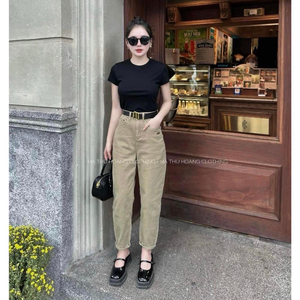 Quần Jean baggy be chữ miu miu