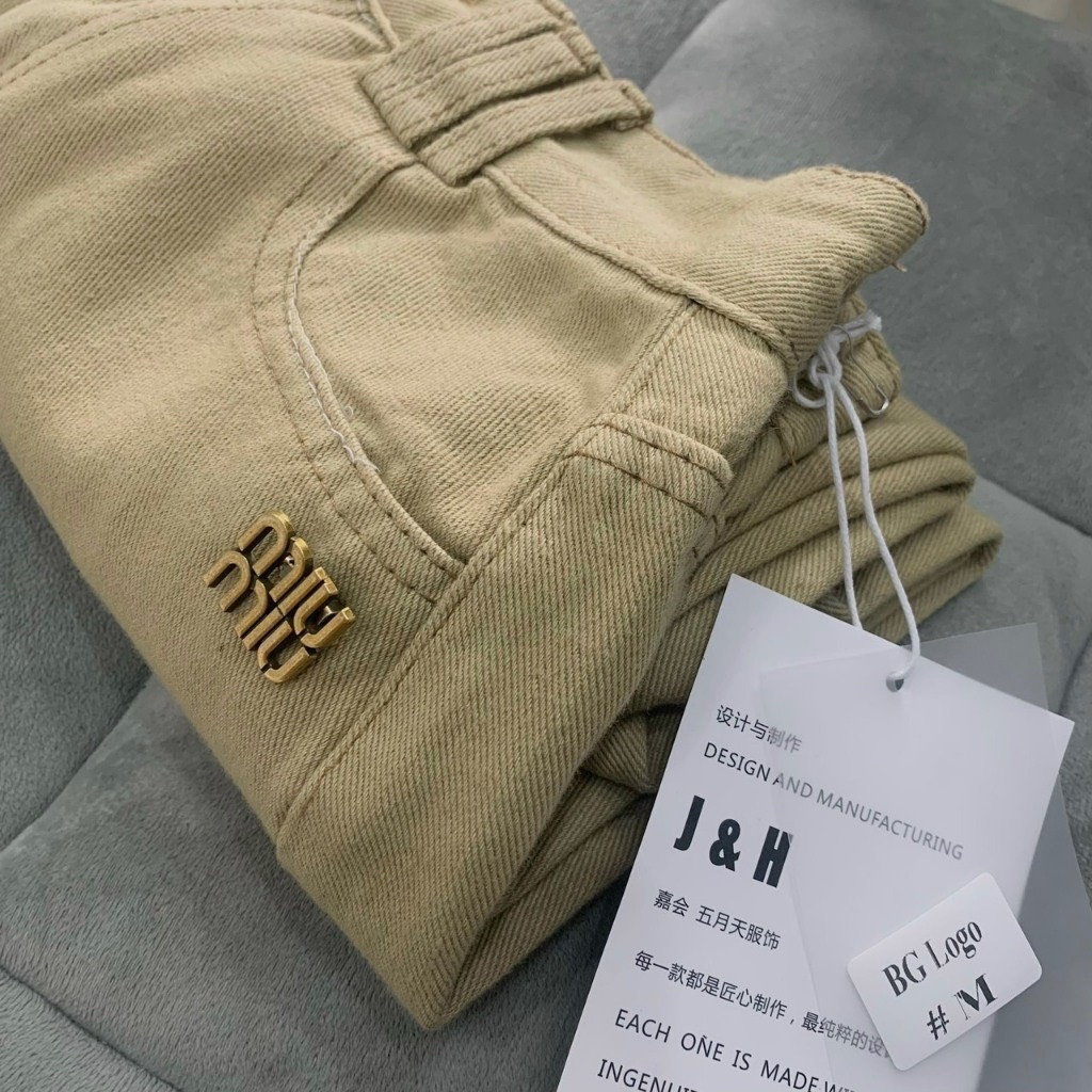 Quần Jean baggy be chữ miu miu