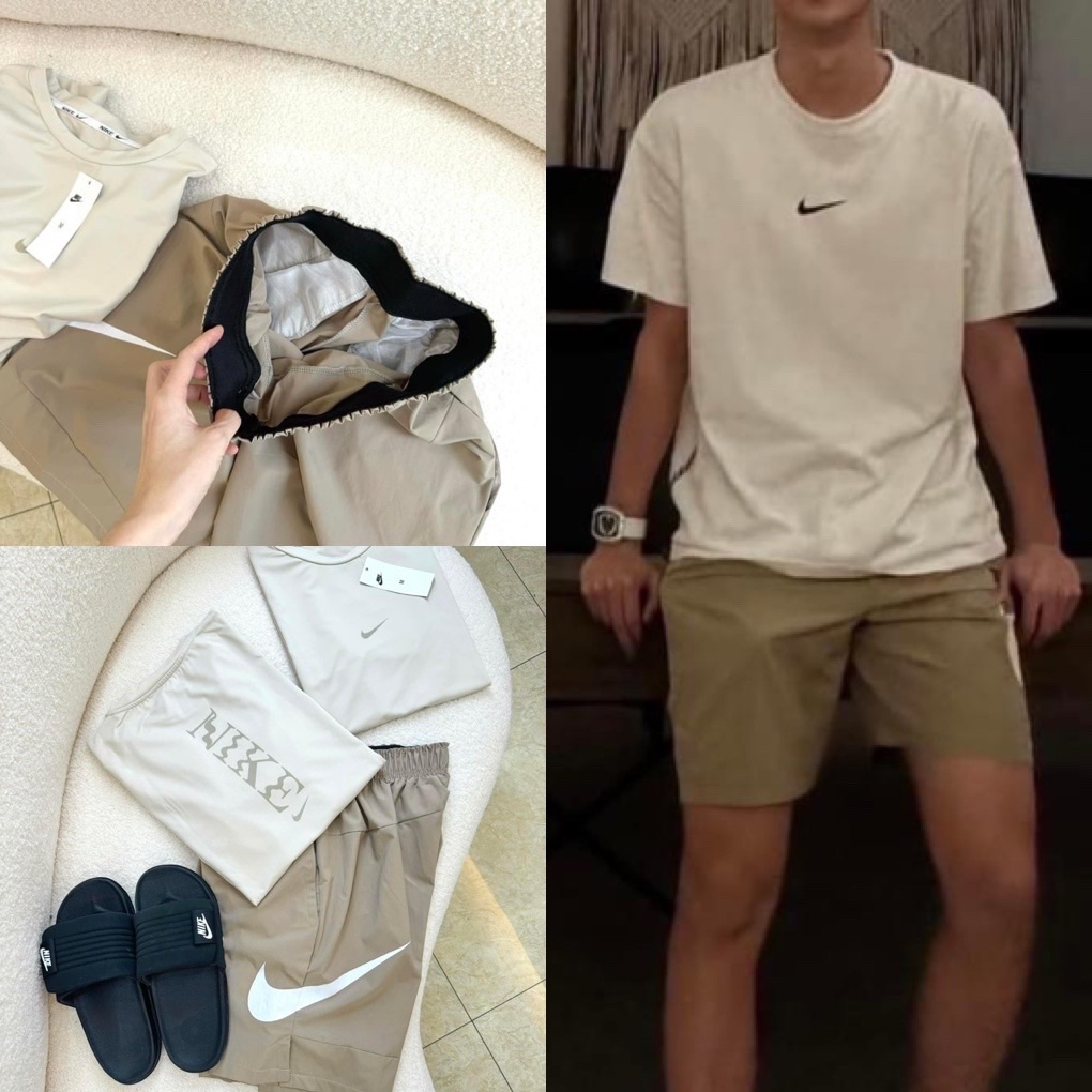 Bộ nam Nike cổ tròn quần gió