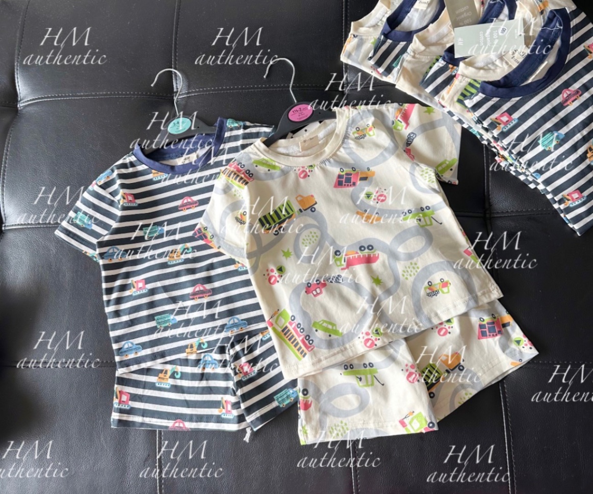 Set 2 bộ đùi cotton oto kẻ than